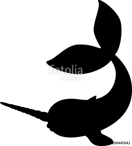 452x500 Black Silhouette Of Cartoon Narwhal Stock Image And Royalty Free