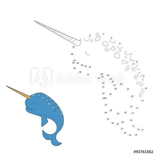 500x500 Connect The Dots Game Narwhal Vector Illustration