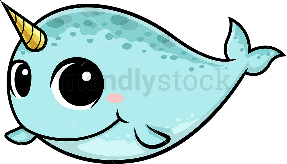 1000x570 Cute Baby Narwhal Cartoon Clipart Vector