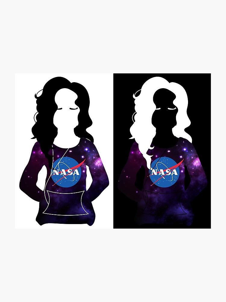 750x1000 Girl With Nasa Logo Vector Art Black And White Photographic Print