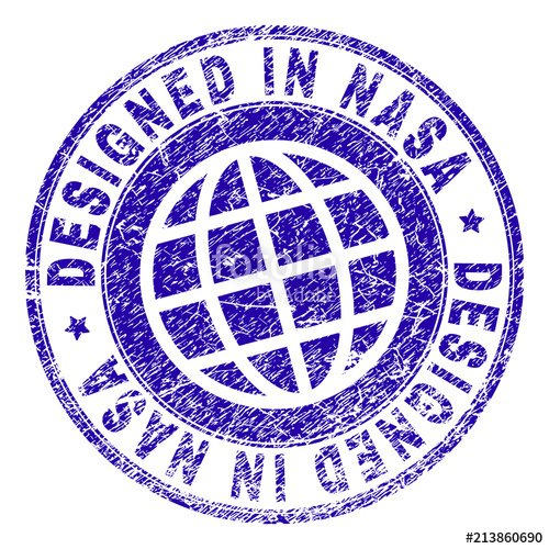 500x500 Designed In Nasa Stamp Watermark With Grunge Texture Blue Vector
