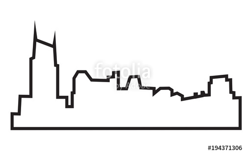500x313 Free Nashville Skyline Silhouette Outline On White Background