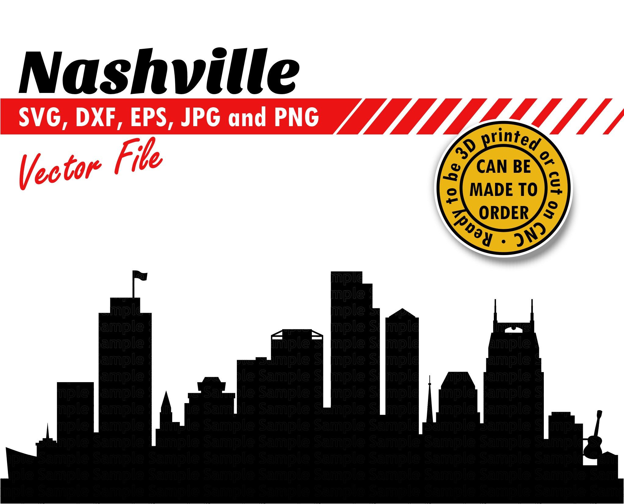 Nashville Skyline, Silhouette, Outline, Dxf, Digital, Vector 2047x1654 Nashville Skyline, Silhouette, Outline, Dxf, Digital, Vector