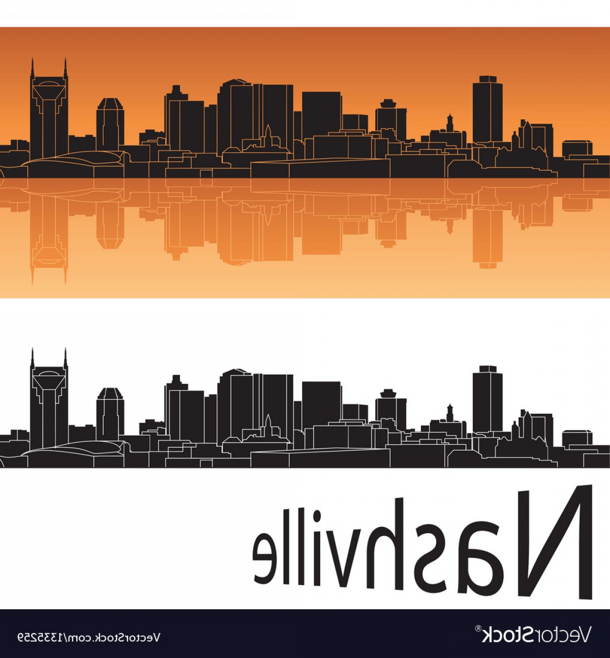 Nashville Skyline In Orange Background Vector Soidergi 1200x1296 Nashville Skyline In Orange Background Vector Soidergi