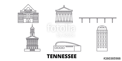 500x250 United States, Nashville Flat Travel Skyline Set United States