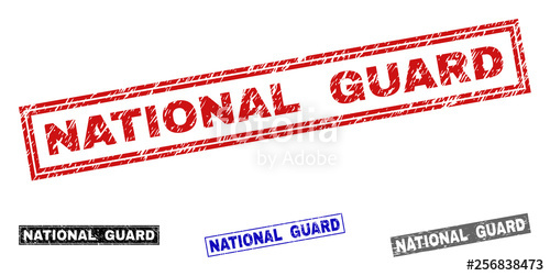500x251 Grunge National Guard Rectangle Stamp Seals Isolated On A White