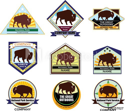 500x442 Colored Logo With The Image Of A Buffalo, Bison, Buffalo, Emblem
