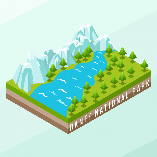 626x626 Isometric Banff National Park Vector Premium Download