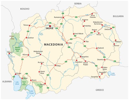 450x350 Macedonia Road And National Park Vector Map Royalty Free Vector