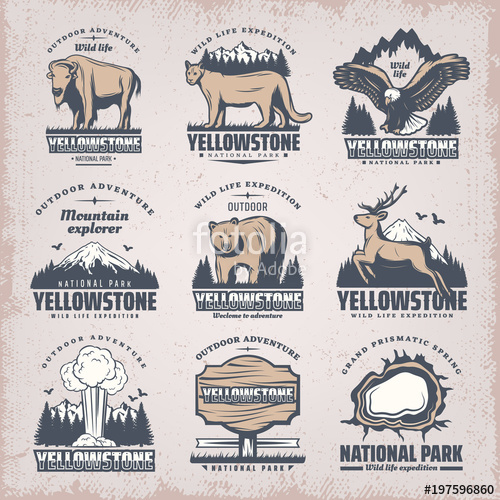 500x500 Vintage Colored National Park Emblems Set Stock Image And Royalty