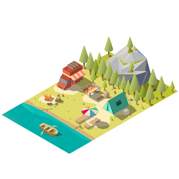 626x626 Camping Pitch In National Park Isometric Vector Free Download