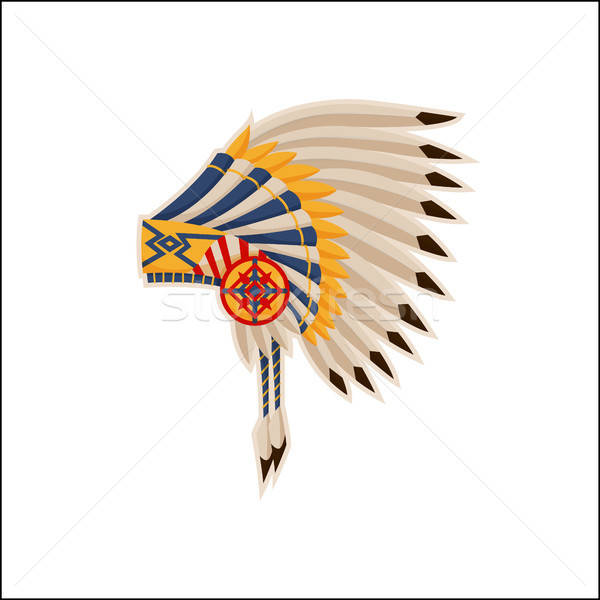 600x600 Native American Headdress Pattern Vector Icon Vector Illustration