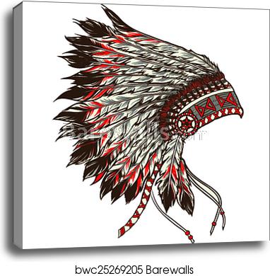 382x390 Native American Indian Chief Headdress Vector Illustration