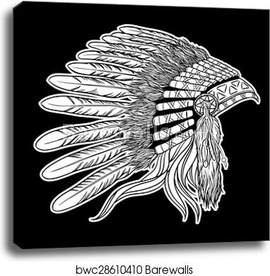 382x390 Native American Indian Chief Headdress Vector Illustration