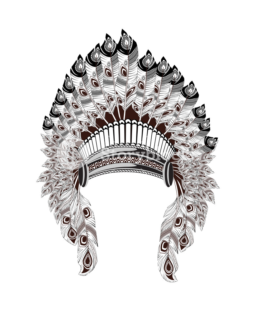 822x1000 North American Indian Headdress Vector Illustration Native