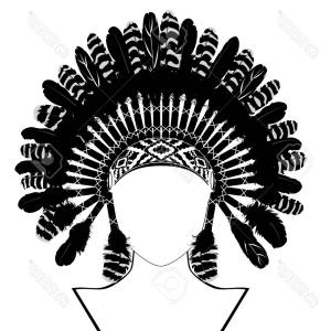 300x300 American Indian Headdress And Tomahawks Stencil Vector Hoodamath