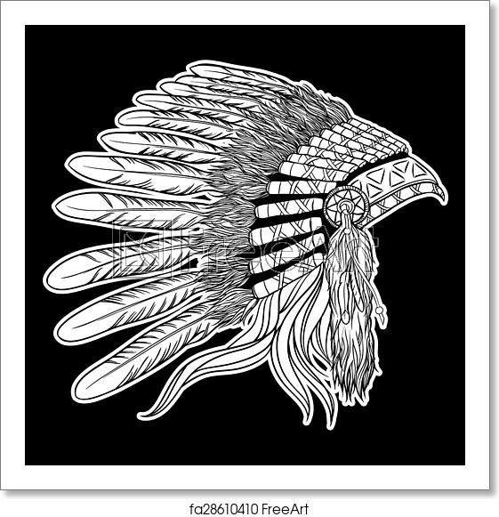561x581 Free Art Print Of Native American Indian Chief Headdress Vector