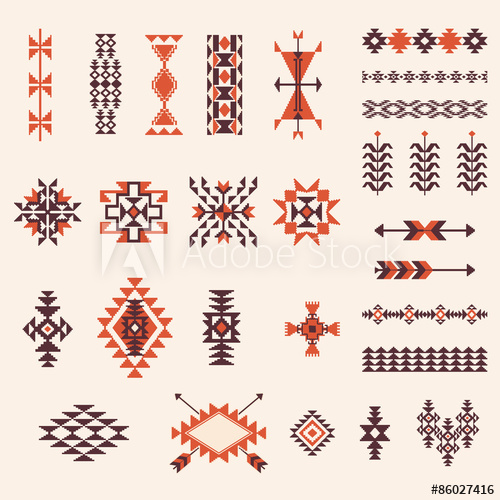500x500 Native American Navajo Aztec Pattern Vector Set