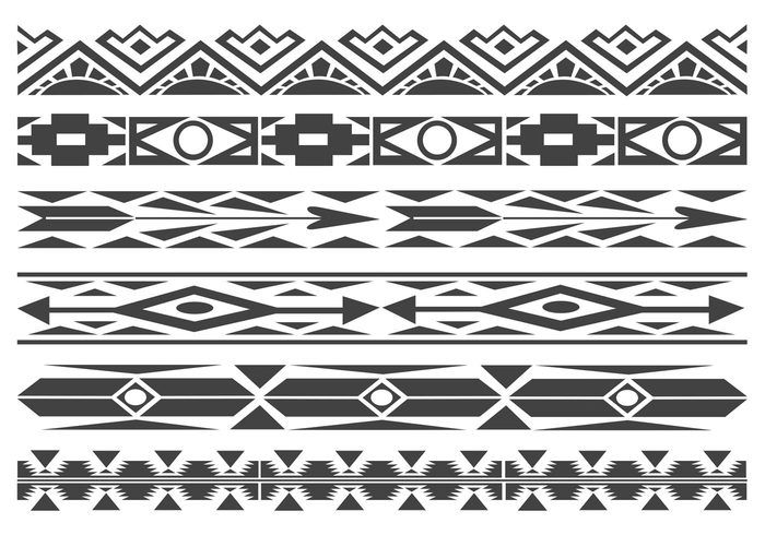 700x490 Free Monochrome Native American Pattern Vector Borders A Stitch