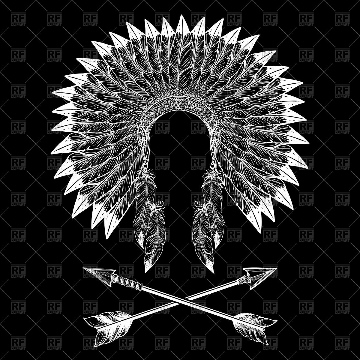 1200x1200 Native American Indian War Bonnet And Arrows Vector Image