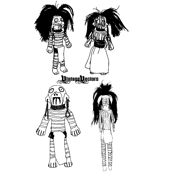 600x600 Vector Art Native American Yuma Tribe Indian Doll Figures