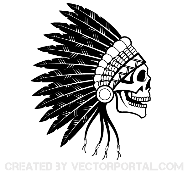 600x550 Indian Chief Skull Vector Download Free Vector Art Free Vectors