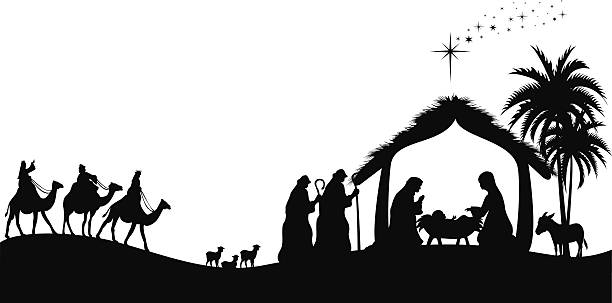 Nativity Scene Silhouette Vector at Vectorified.com | Collection of ...