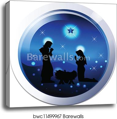 382x390 Nativity Scene Silhouette Vector, Canvas Print Barewalls Posters