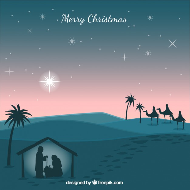 626x626 Nativity Scene Silhouettes Background Vector Free Download