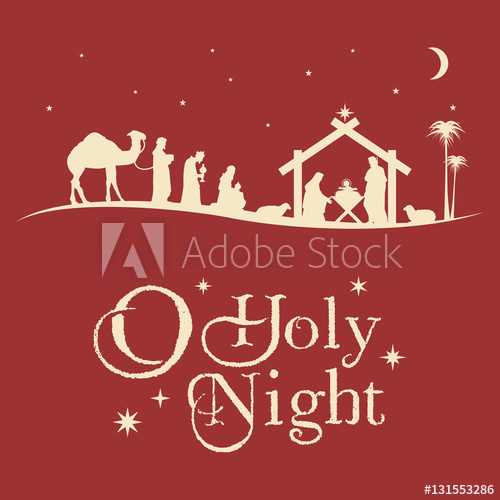 500x500 Christmas Nativity Scene Silhouette, Vector