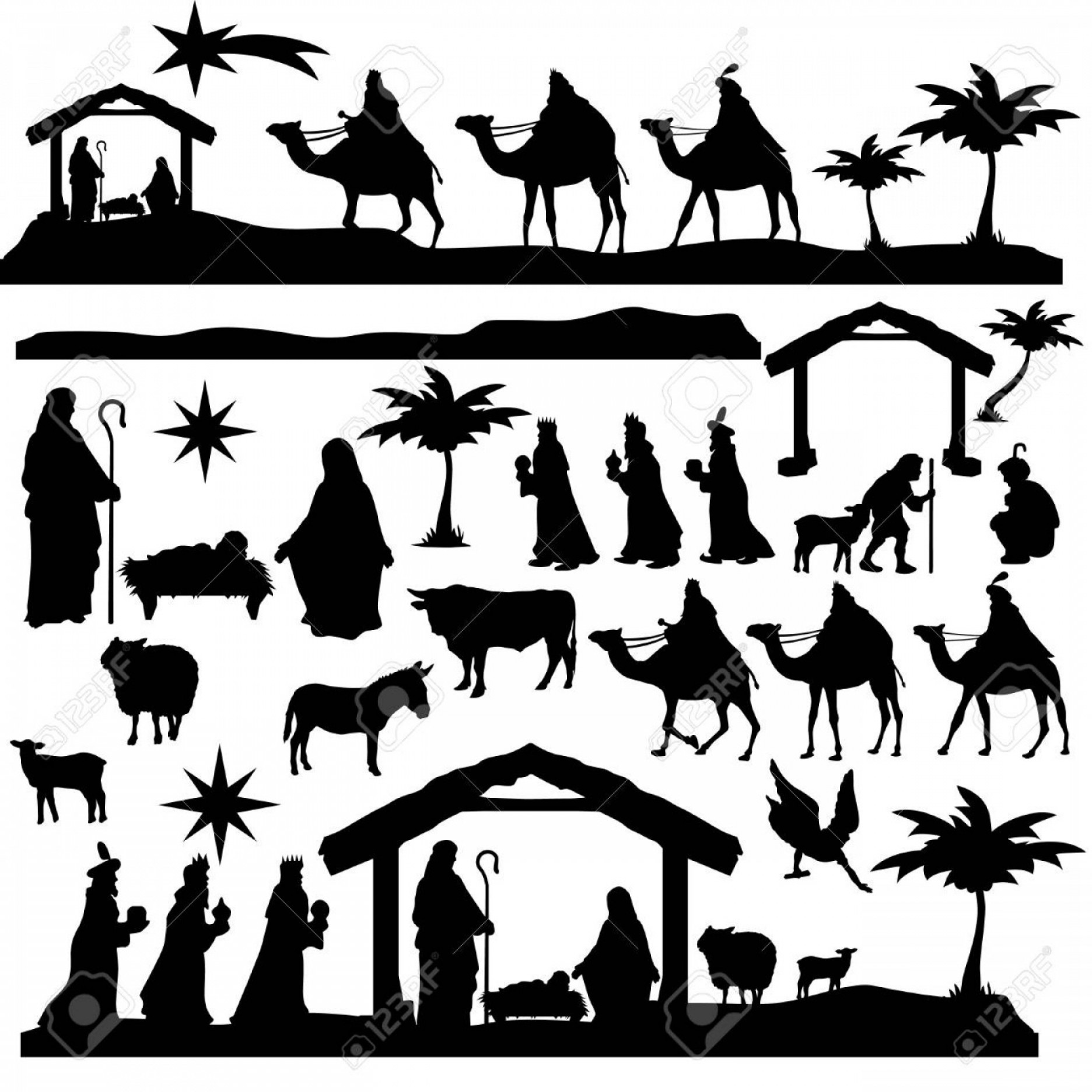 Download Nativity Scene Silhouette Vector at Vectorified.com ...