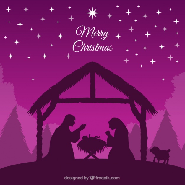 626x626 Purple Background Of Nativity Scene Silhouette Vector Free Download