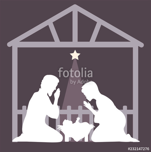 497x500 Christmas Nativity Scene Vector Silhouette Christmas Card Baby