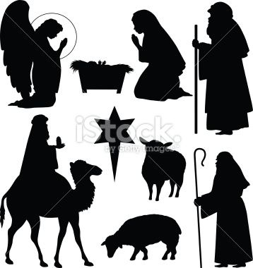 Nativity Scene Silhouette Vector at Vectorified.com | Collection of ...