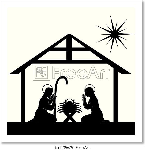 Nativity Scene Silhouette Vector at Vectorified.com | Collection of ...