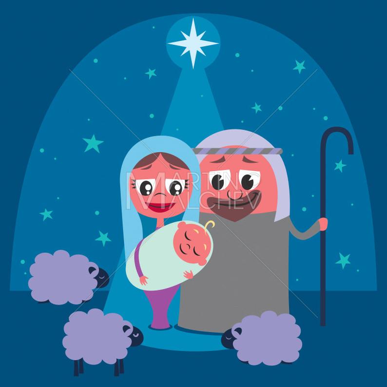 Nativity Scene Vector Cartoon Illustration Christmas Etsy 794x794 Nativity Scene Vector Cartoon Illustration Christmas Etsy