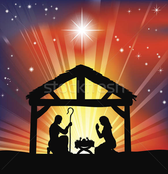 Traditional Christian Christmas Nativity Scene Vector Illustration 582x600 Traditional Christian Christmas Nativity Scene Vector Illustration