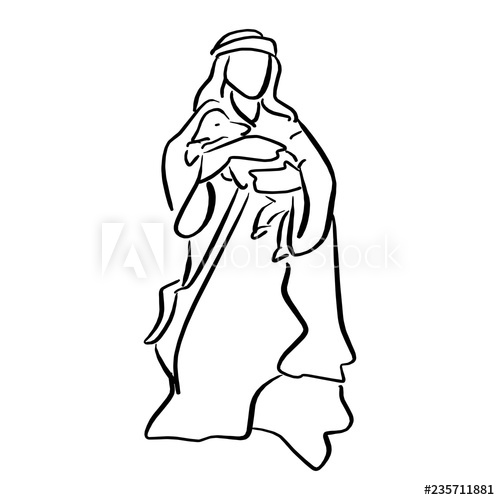 Shepherd Holding A Sheep In Nativity Scene Vector Illustration 500x500 Shepherd Holding A Sheep In Nativity Scene Vector Illustration