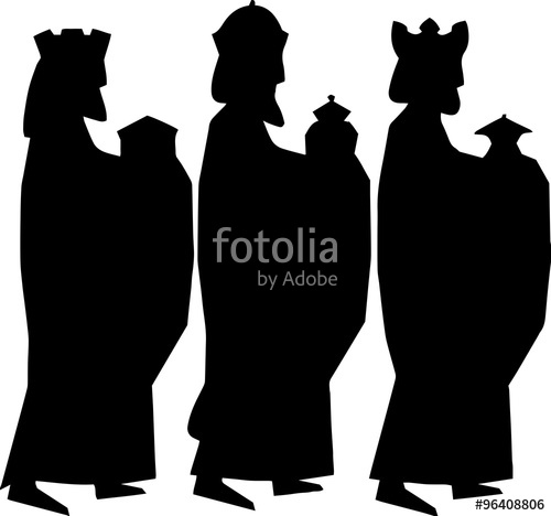 500x468 Three Wise Men Or Three Kings Silhouettes Nativity Illustration