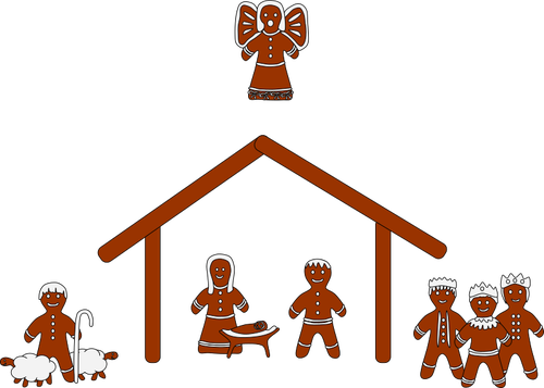 500x357 Gingerbread Nativity Vector