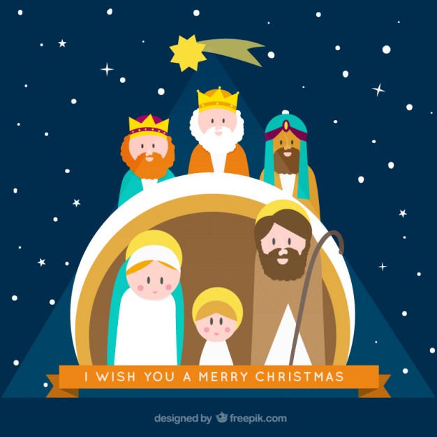 626x626 Nativity Scene Card Vector Free Download