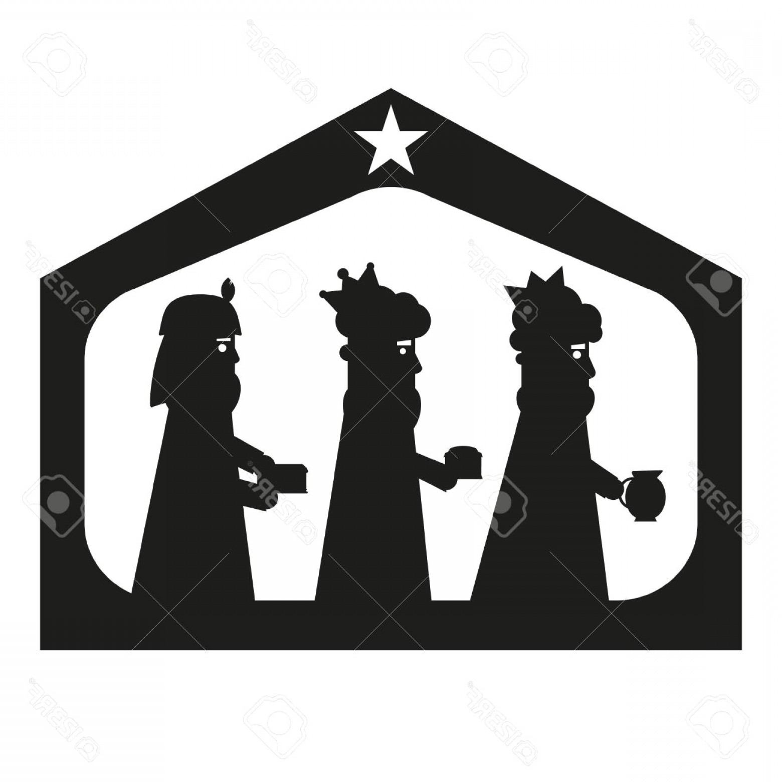 1560x1560 Three Kings Or Wise Men Silhouette Christmas Nativity Vector