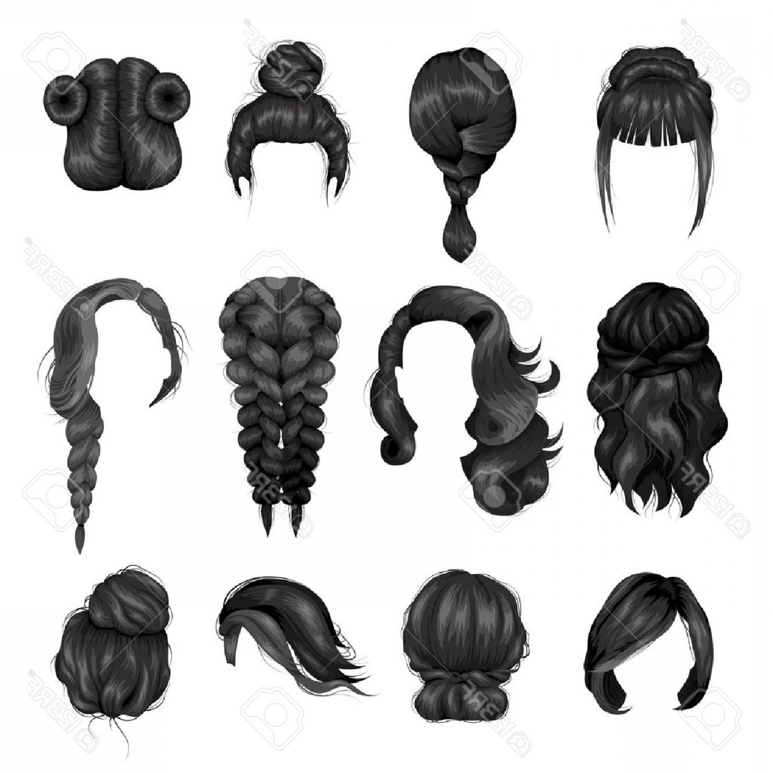 1560x1560 Photostock Vector Women Hairstyle Wigs False And Natural Hair