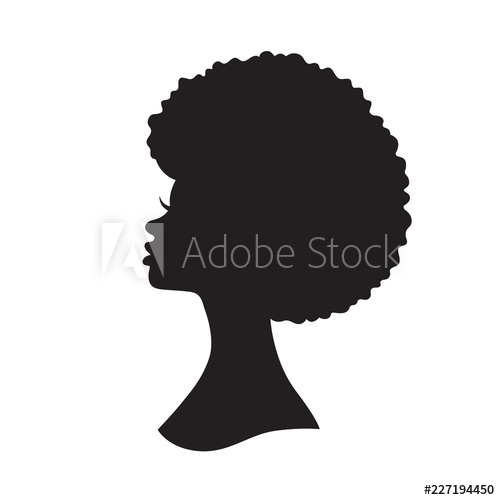 500x500 Vector Illustration Of Black Woman With Afro Hair Silhouette Side