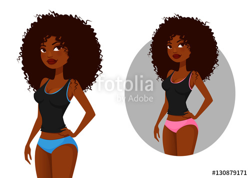 500x356 Gorgeous African American Girl With Natural Hair, In Underwear
