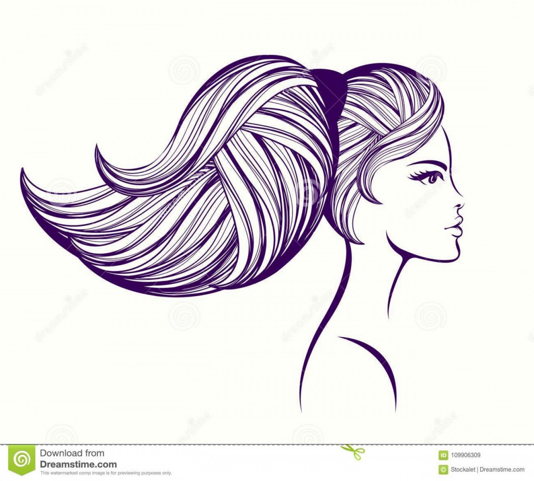 1872x1688 Beautiful Big Volume Ponytail Hairstyle Natural Makeup Vector