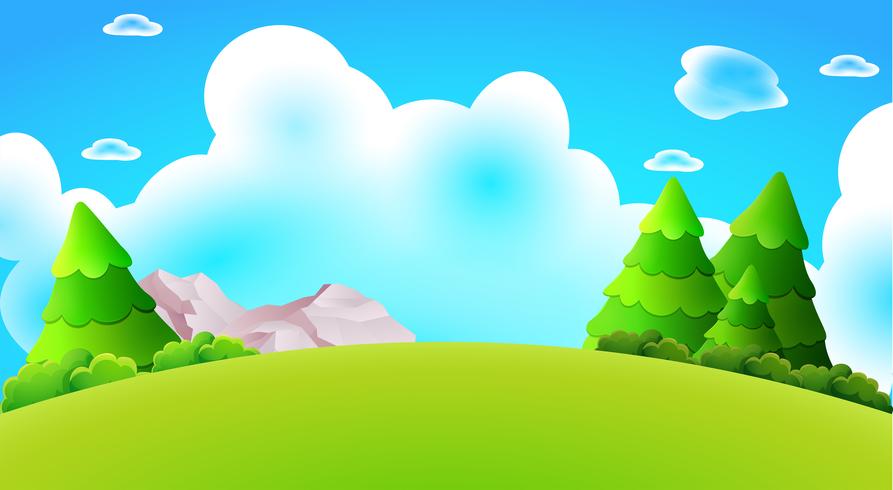 893x490 Cartoon Forest Hill Landscape Vector Nature Background