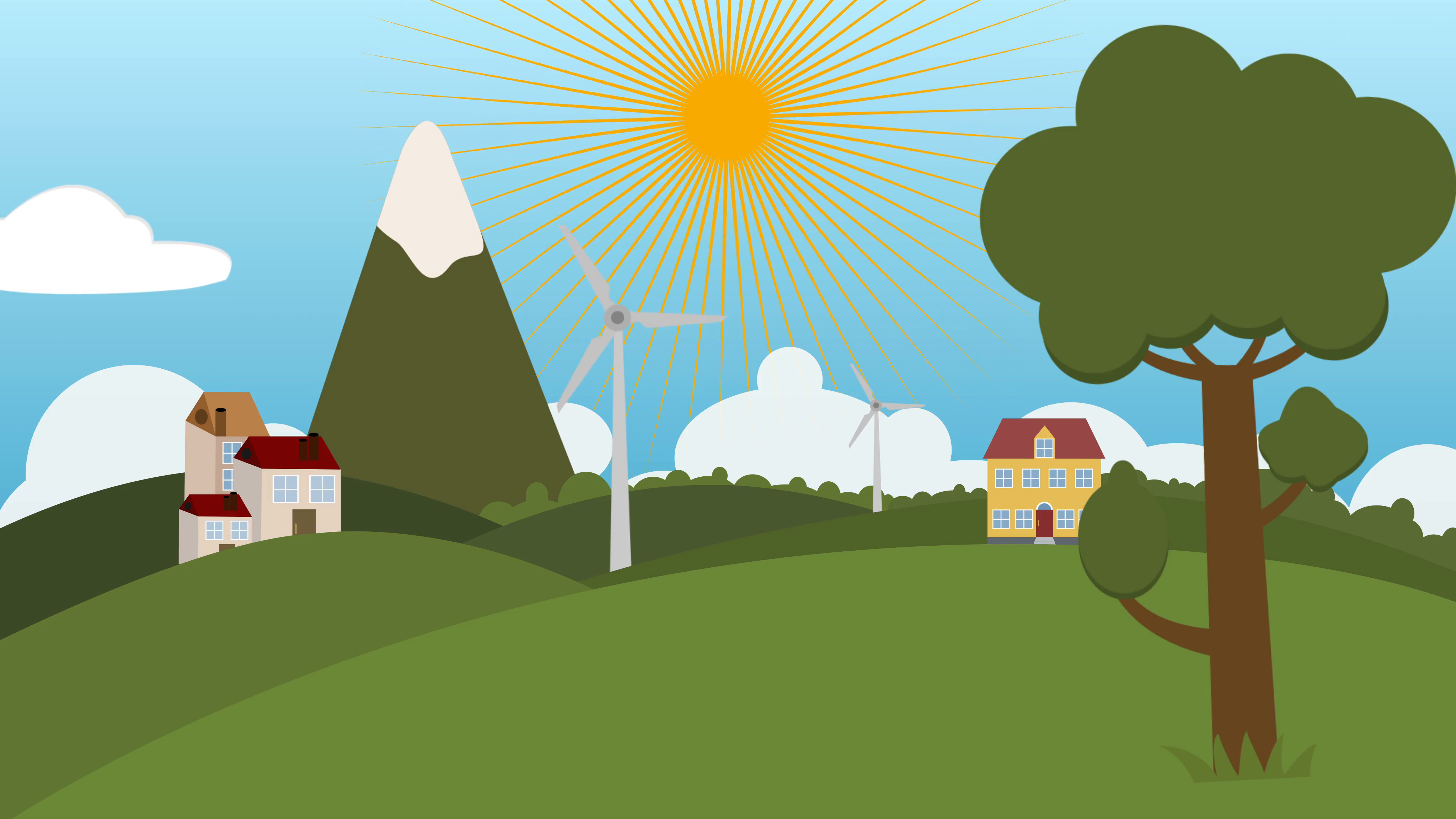 4096x2304 Colorful Cartoon Nature Background With Space For Your Text