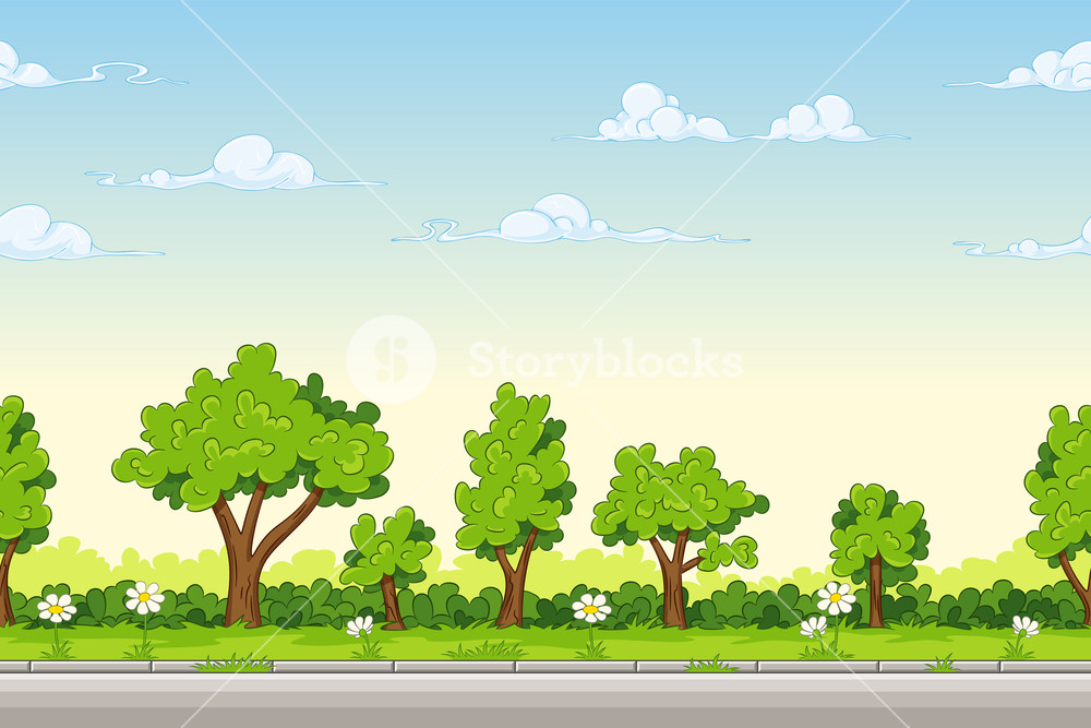 1000x667 Seamless Cartoon Nature Background Vector Illustration