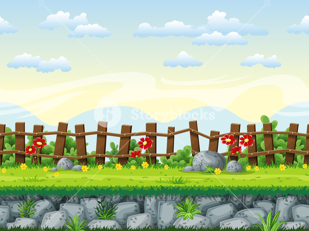 1000x750 Seamless Nature Cartoon Background, Vector Illustration